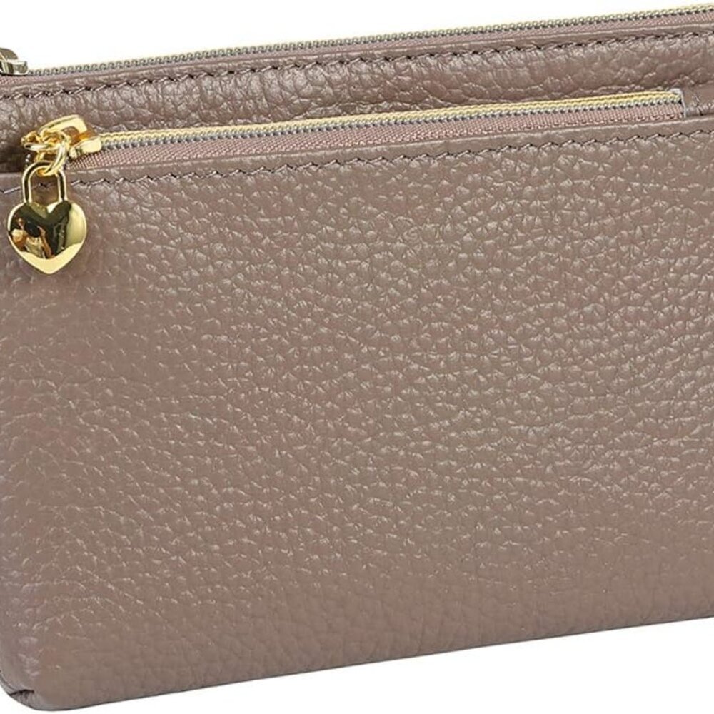 Women's Genuine Leather Coin Purse Zipper Pocket Size Pouch Change Wallet